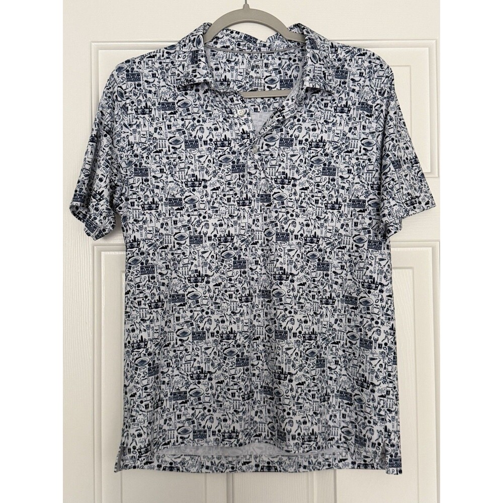 Johnnie O Polo Shirt Tailgater 2.0 Navy Blue Boys Size 14 Football